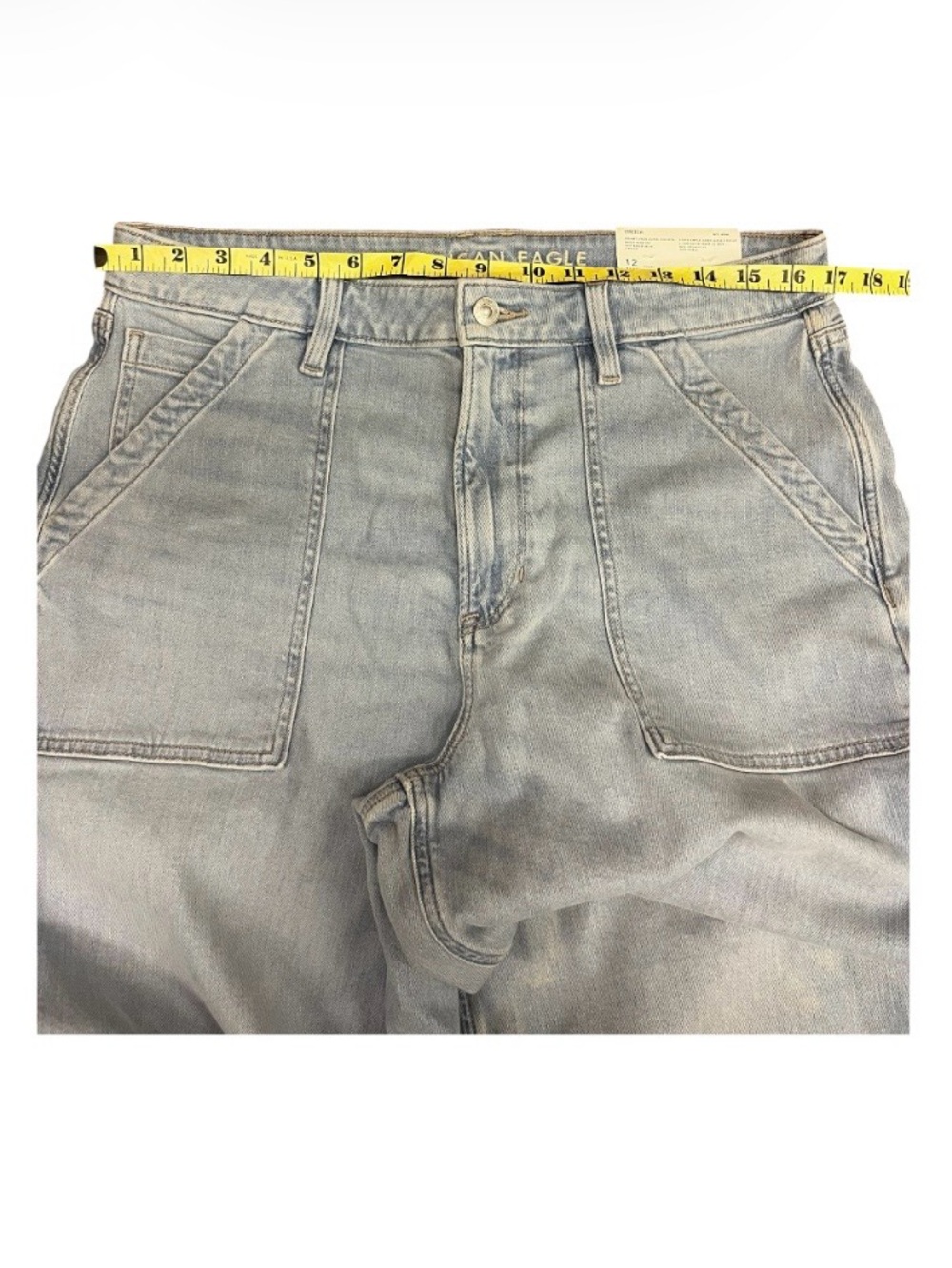 American Eagle Dreamy Drape Stretch Baggy Wide Leg Jeans Sz 12 - Picture 9 of 9